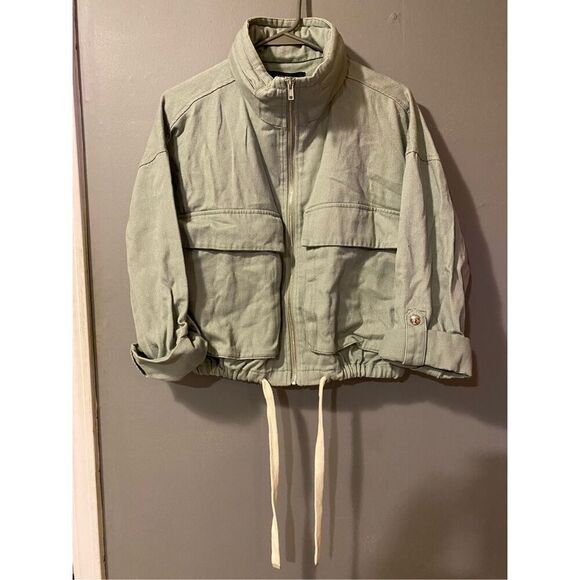 Forever 21 Twill Zip Up Hooded Jacket Size Small - Picture 1 of 9